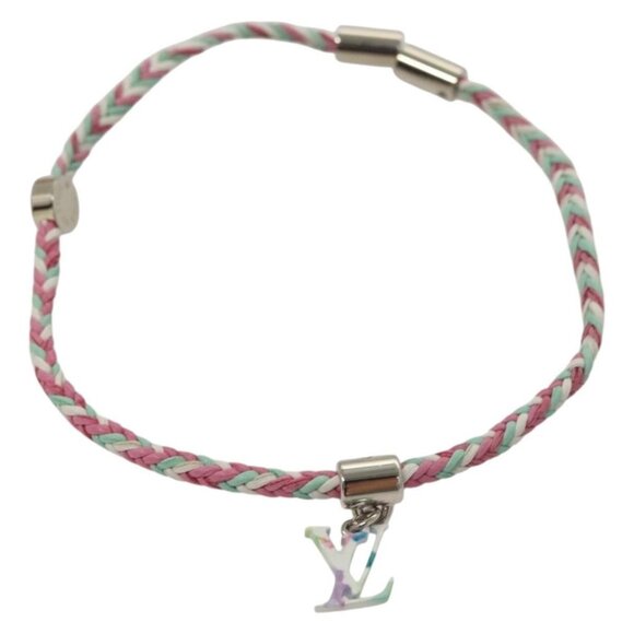 LOUIS VUITTON Brass Friend Ship Bracelet Leather Pink M6793E LV Auth 132791M - Picture 3 of 13